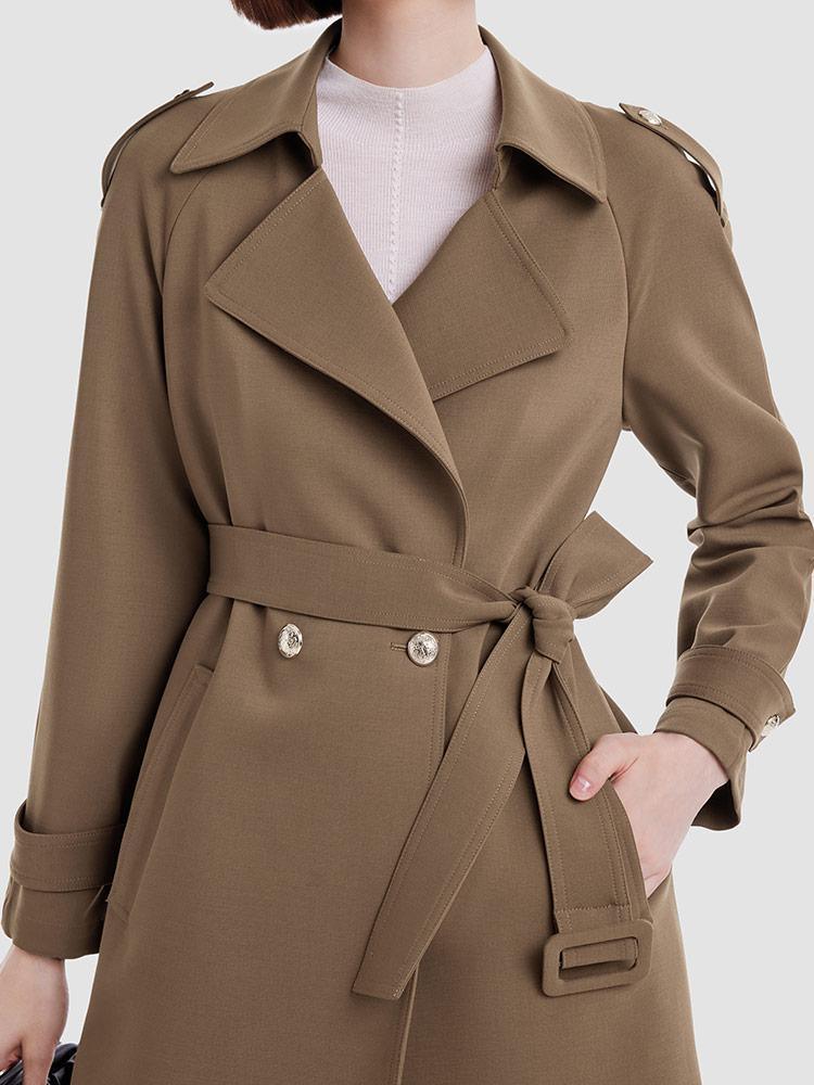 Double Layer Worsted Wool Trench Coat GOELIA