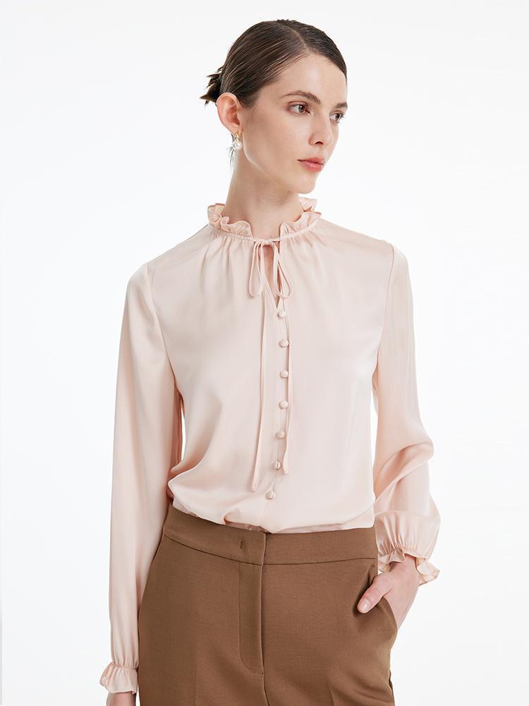 22 Momme Silk Ruffle Blouse GOELIA