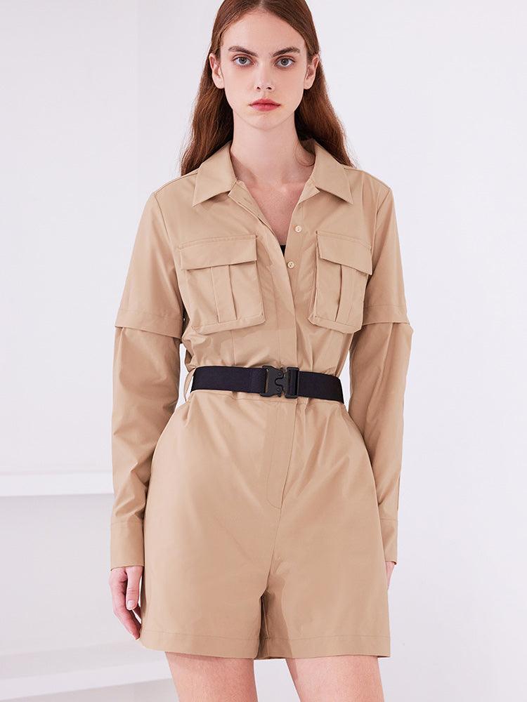 Khaki Detachable Stretchy Jumpsuit GOELIA