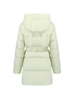 Green Hooded Gathered Waist Goose Down Garment With Belt GOELIA