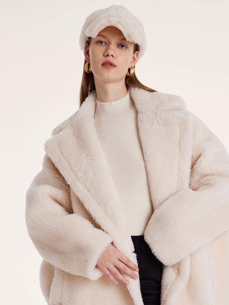 Teddy Lamb Wool Lapel Oversized Coat GOELIA