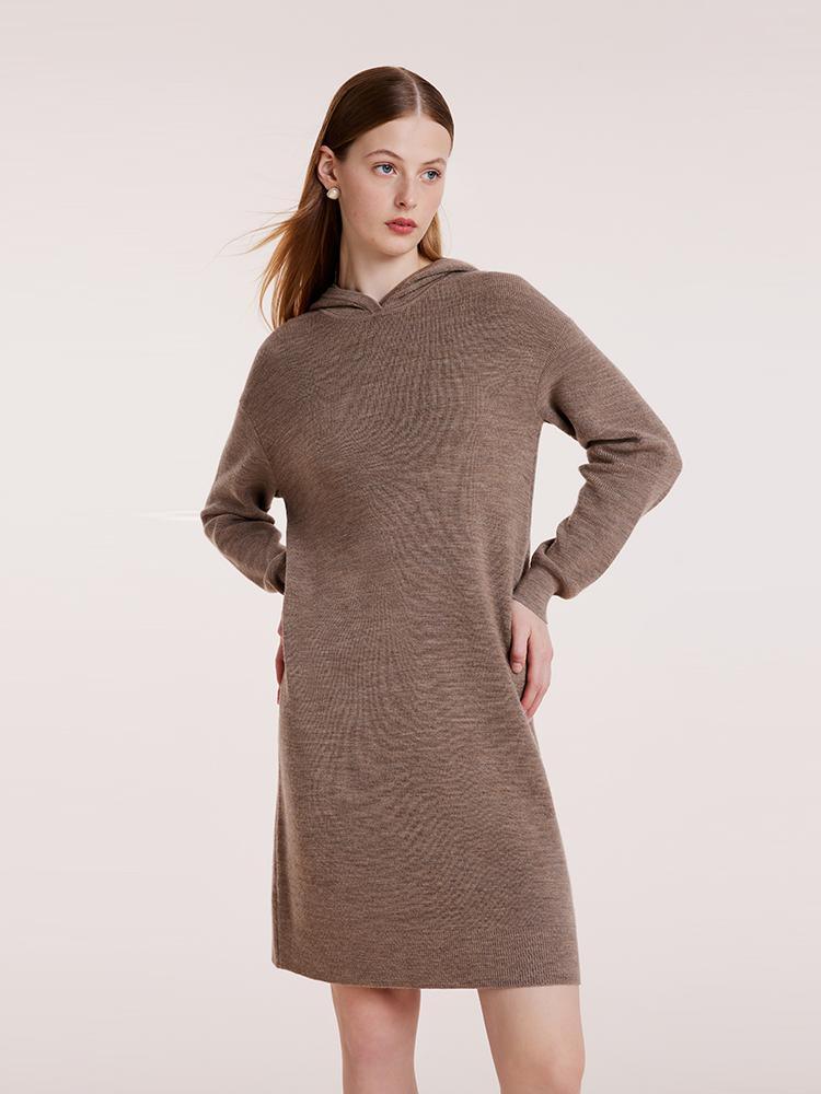 Machine Washable Wool Hooded Knit Dress GOELIA