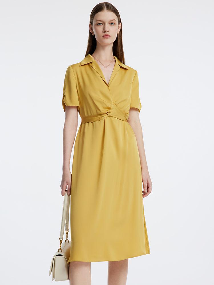 Silk Twisted Knot Resort Style Waist-skimming Dress GOELIA