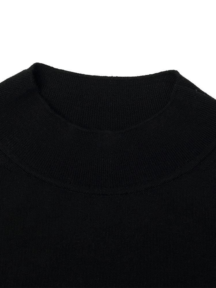 Machine Washable Wool Slim Mock Neck Sweater GOELIA