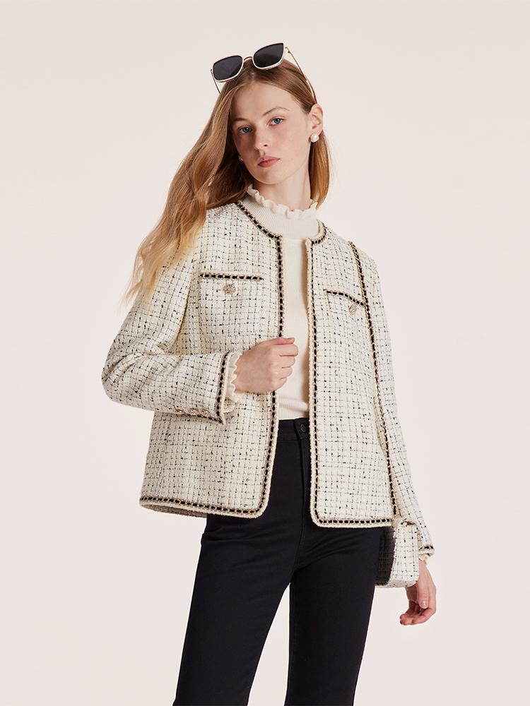 Wool-Blend Tweed Jacket With Bag