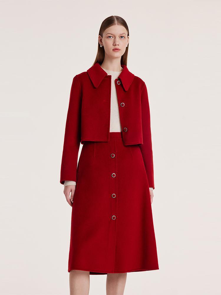 Tencel Wool Crop Jacket And Half Skirt Suit GOELIA