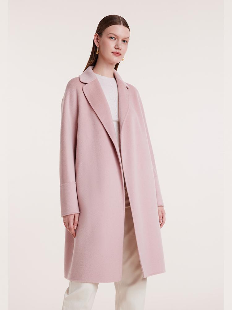 Notched Lapel Wool And Cashmere Wrapped Coat GOELIA