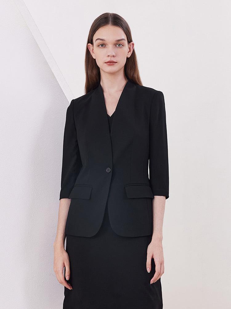 Black Slim One-Bottom Blazer GOELIA