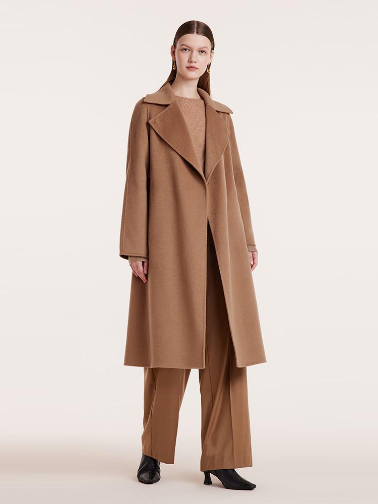 Camel Pure Cashmere Lapel Coat GOELIA