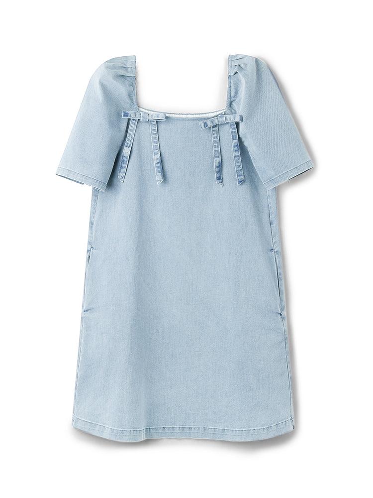 Square Neck Denim Dress GOELIA