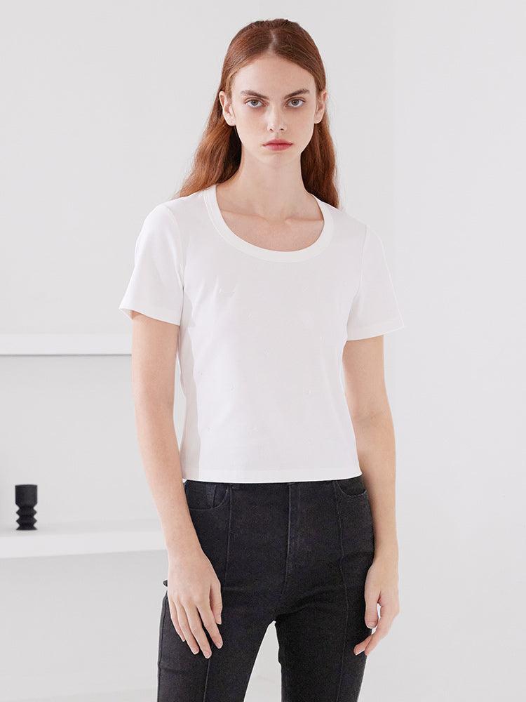 Hand-Make Bead Slim T-shirt GOELIA