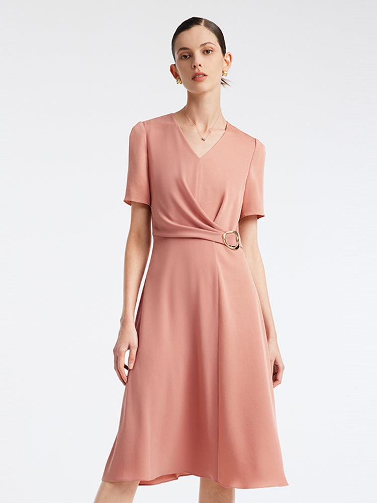 Acetate Waist-skimming V-neck Dress GOELIA