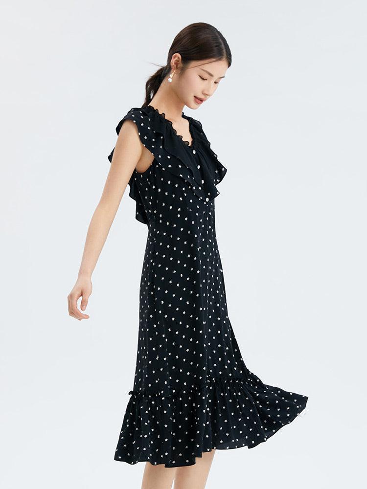 Black Magic Star Print Dress GOELIA