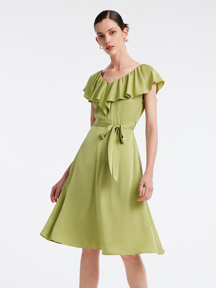 22Mm Silk Green Dress GOELIA