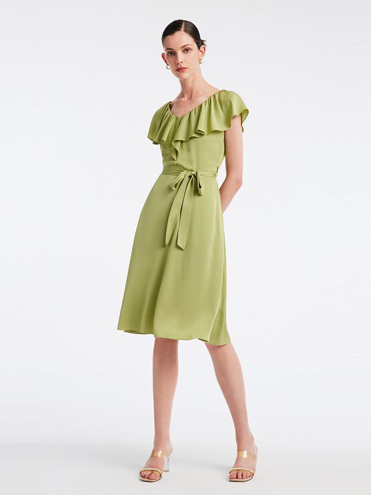 22Mm Silk Green Dress GOELIA