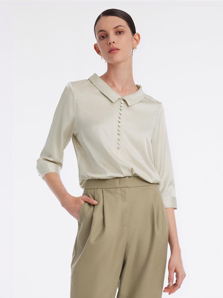 Mulberry Silk Lapel Collar Shirt GOELIA