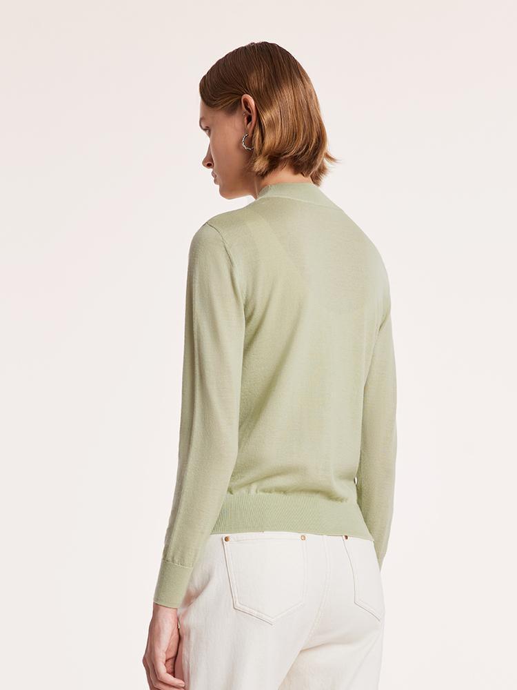 Machine Washable Wool Slim Mock Neck Sweater GOELIA