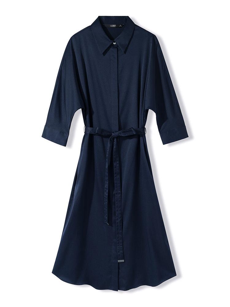 Silk Belted Shirt Dress GOELIA