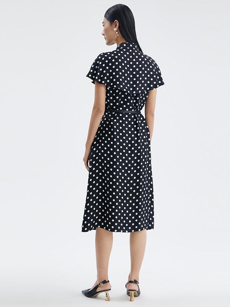 16.5 MM Silk Polka Dots Cape Dress GOELIA