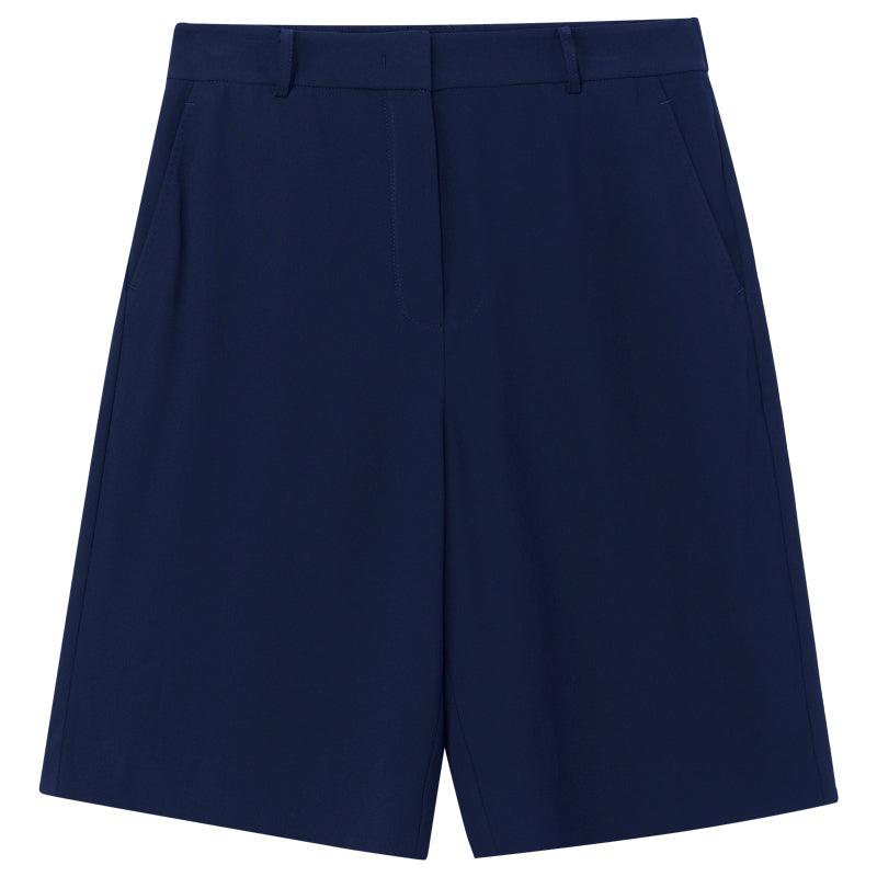 Navy Blue Acetate Shorts GOELIA