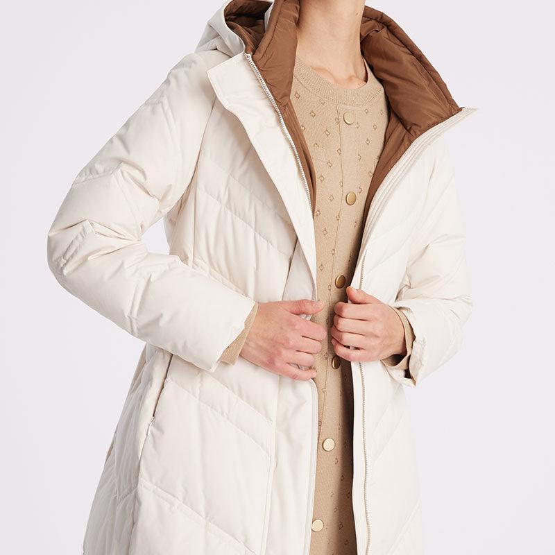 Hooded Slim Goose Down Overcoat GOELIA