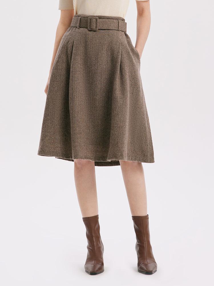 Knee-Length Washable Woollen Skirt GOELIA