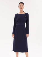 Triacetate Slim Dress (With Brooch) GOELIA