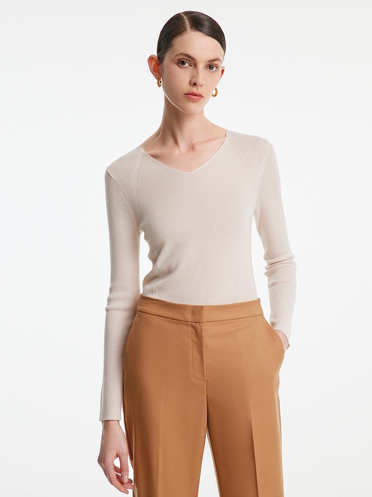 Woolen V-Neck Bottom Shirt GOELIA