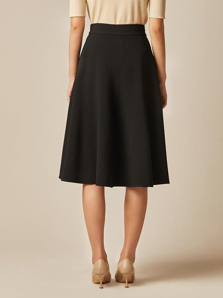 Black Knee-Length Triacetate Skirt GOELIA