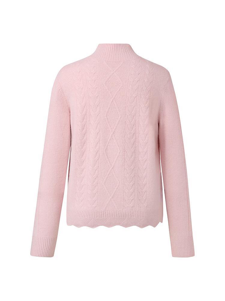 Pink Mock Neck Wool Sweater GOELIA