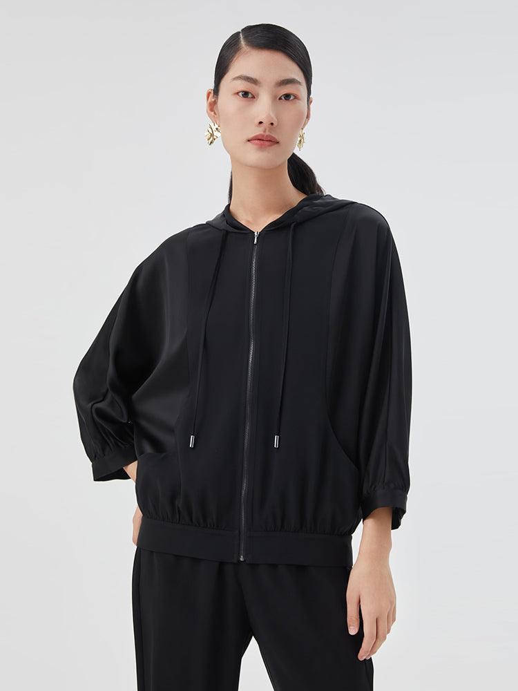 Black Smoothy Triacetate Coat GOELIA