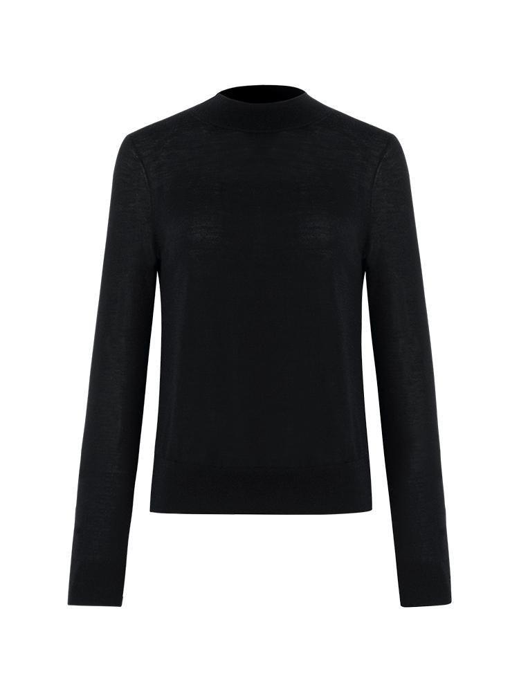 Machine Washable Wool Slim Mock Neck Sweater GOELIA