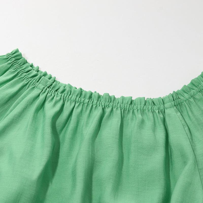 One-neck Puff Sleeve Short Tops GOELIA