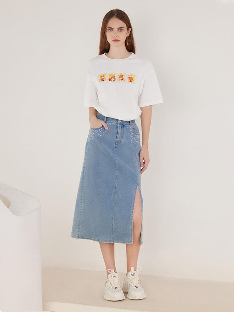 White Chinese Printed T-shirt GOELIA