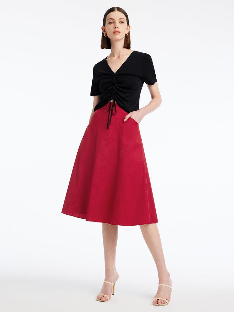 Red High Waist A-Line Dress GOELIA