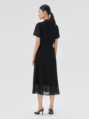 Triacetate Mesh Fitted-Waist Dress GOELIA