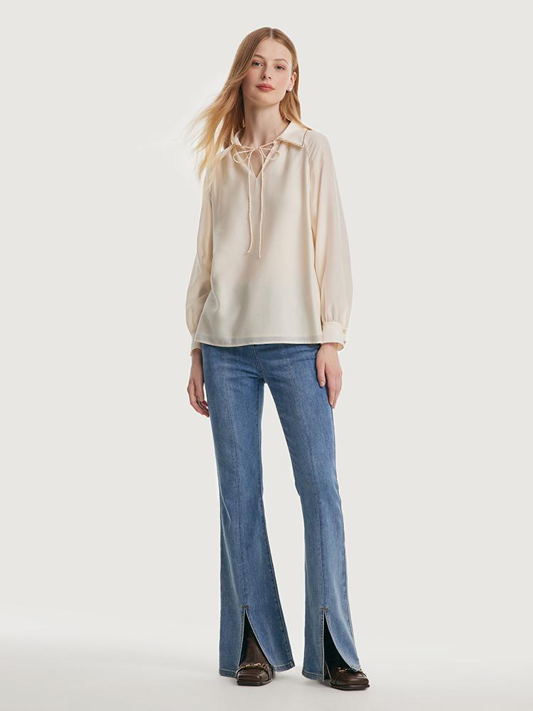 Loose-fitting V-neck Acetate Blouse GOELIA