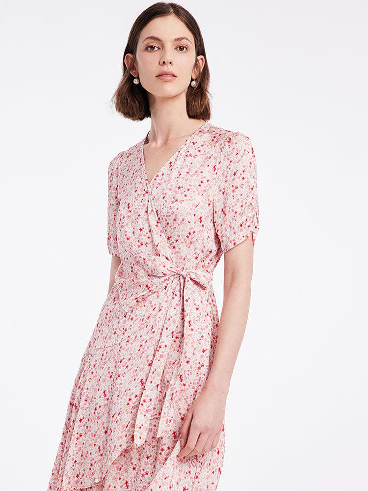 Floral Lace Up Wrap Dress GOELIA