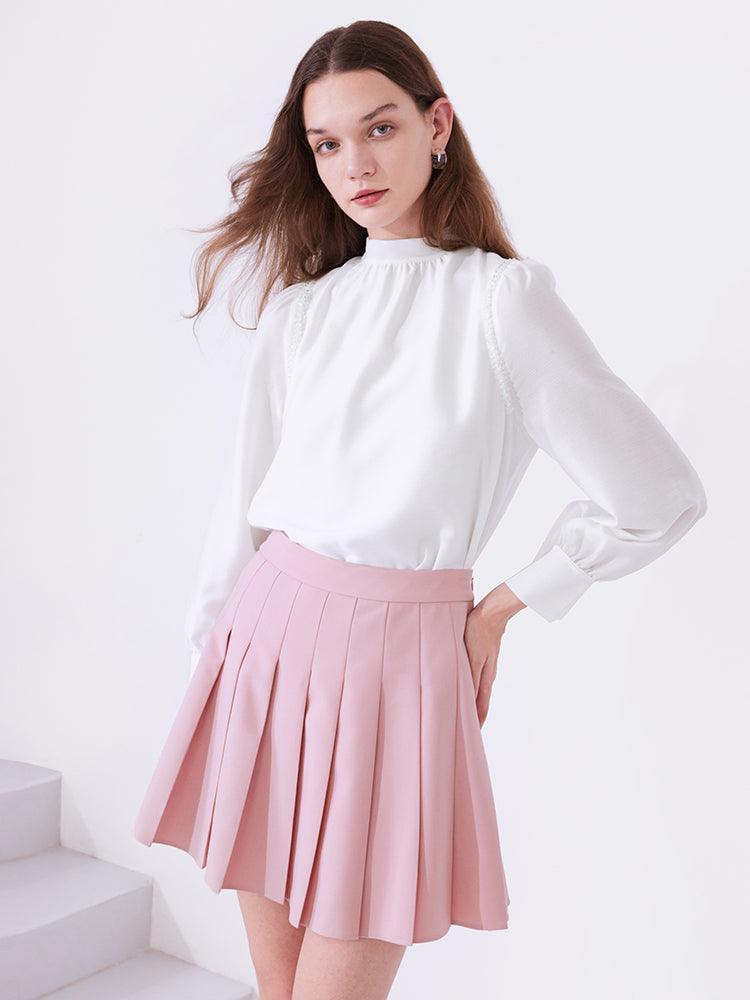 Pink Pleated Mini Skirt GOELIA