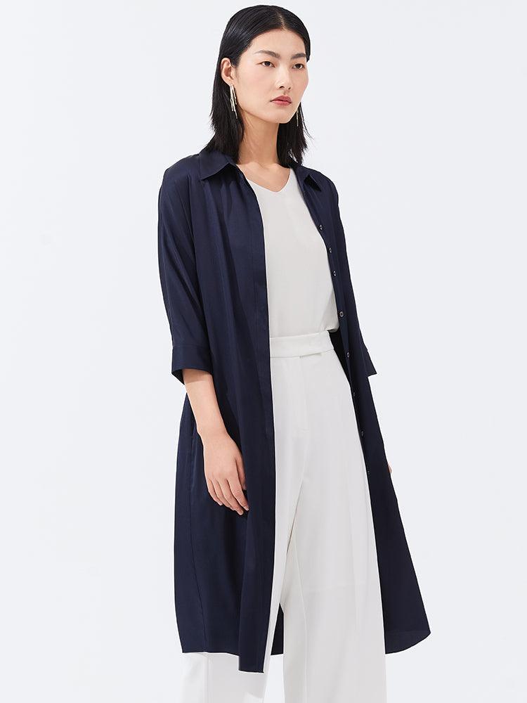 Silk Shirt-Style Oversized Dress GOELIA