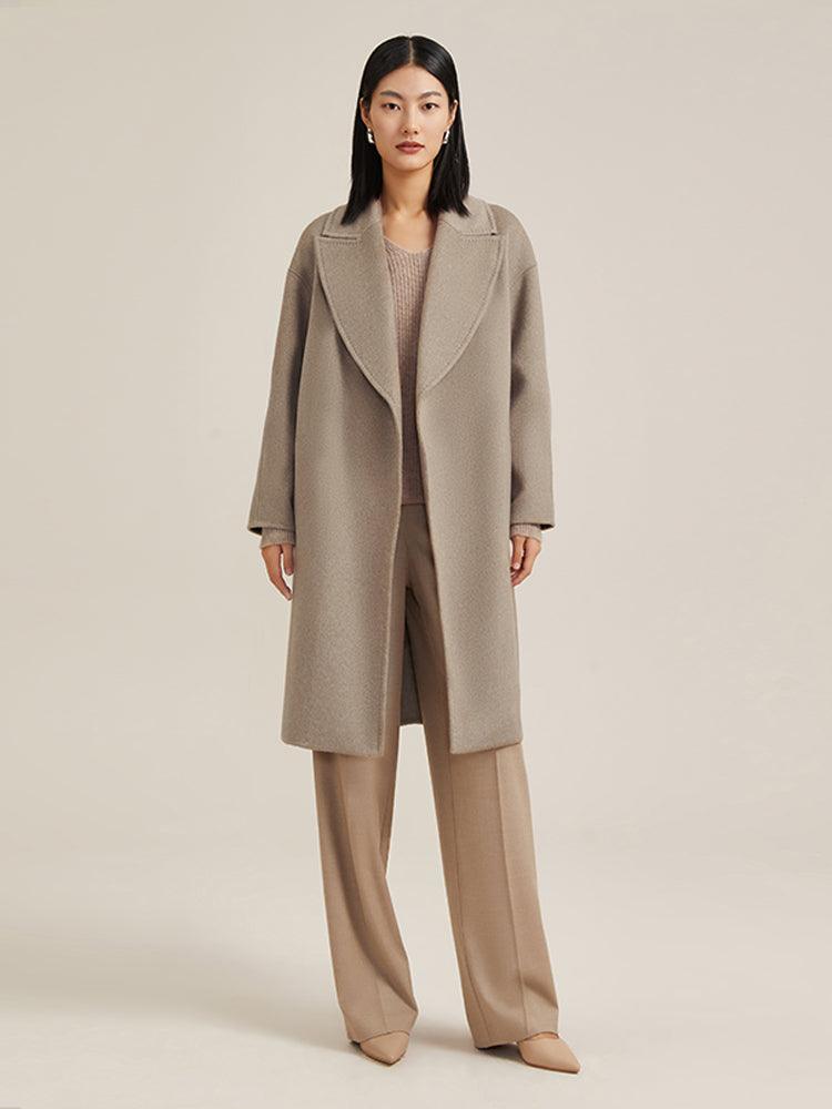 100% Cashmere Lapel Collar Coat