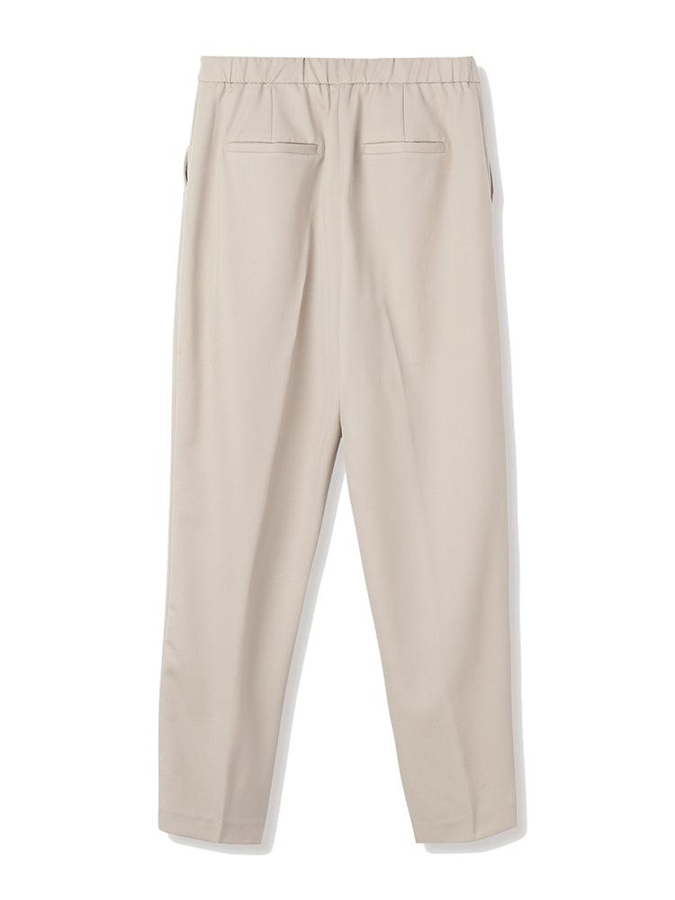 Pearl Beige Worsted Tapered Pants GOELIA