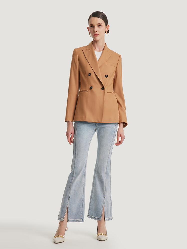 Camel Worsted Wool Blazer GOELIA