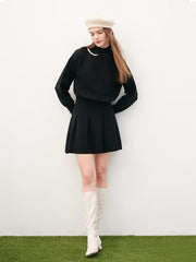 Black Tencel Sweater&Skirt Suit GOELIA