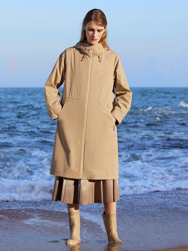 Camel Trench Coat & Down Vest Two-Piece Set GOELIA