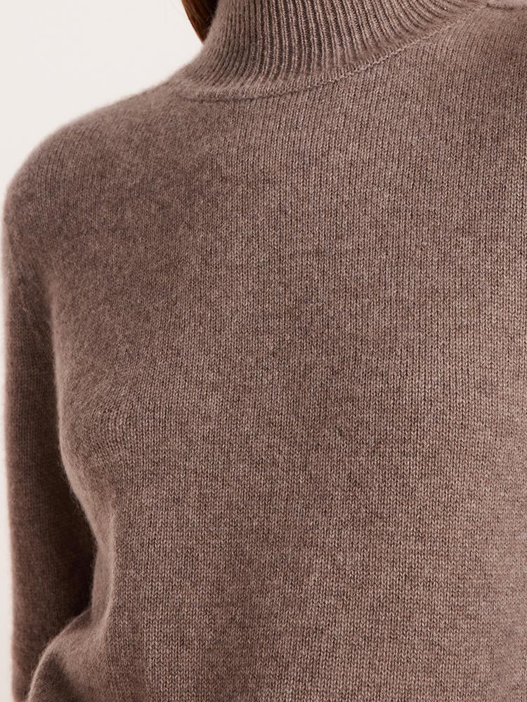 Pure Cashmere Seamless Mock Neck Slim Sweater GOELIA