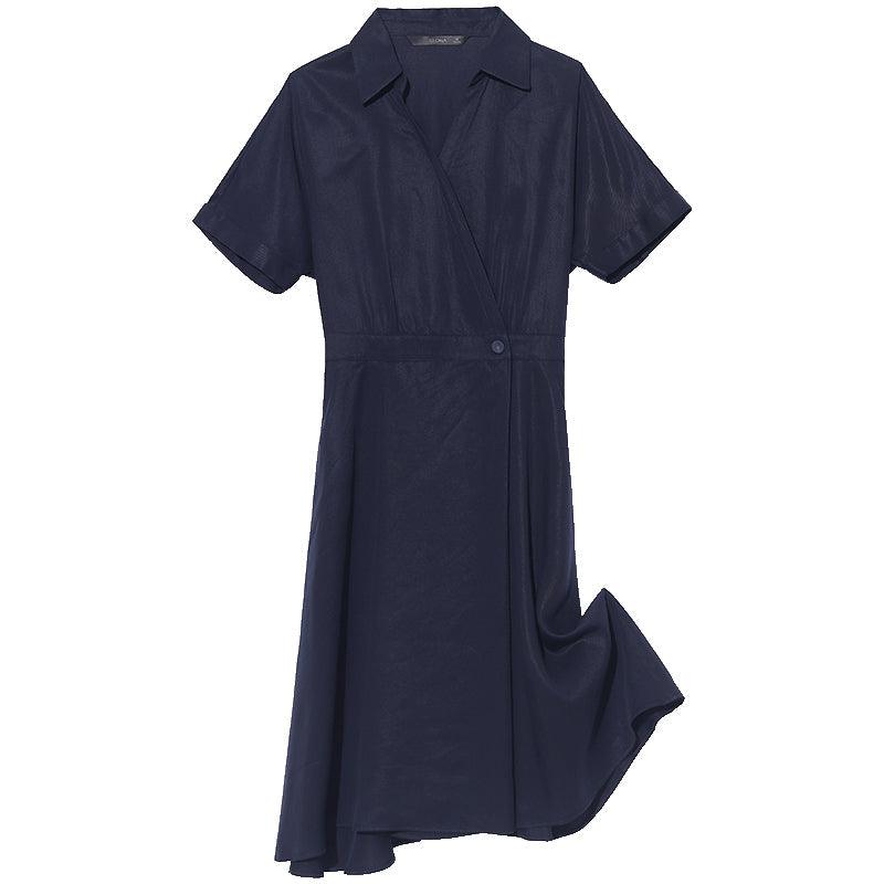 Tencel Asymmetrical One Button Dress GOELIA