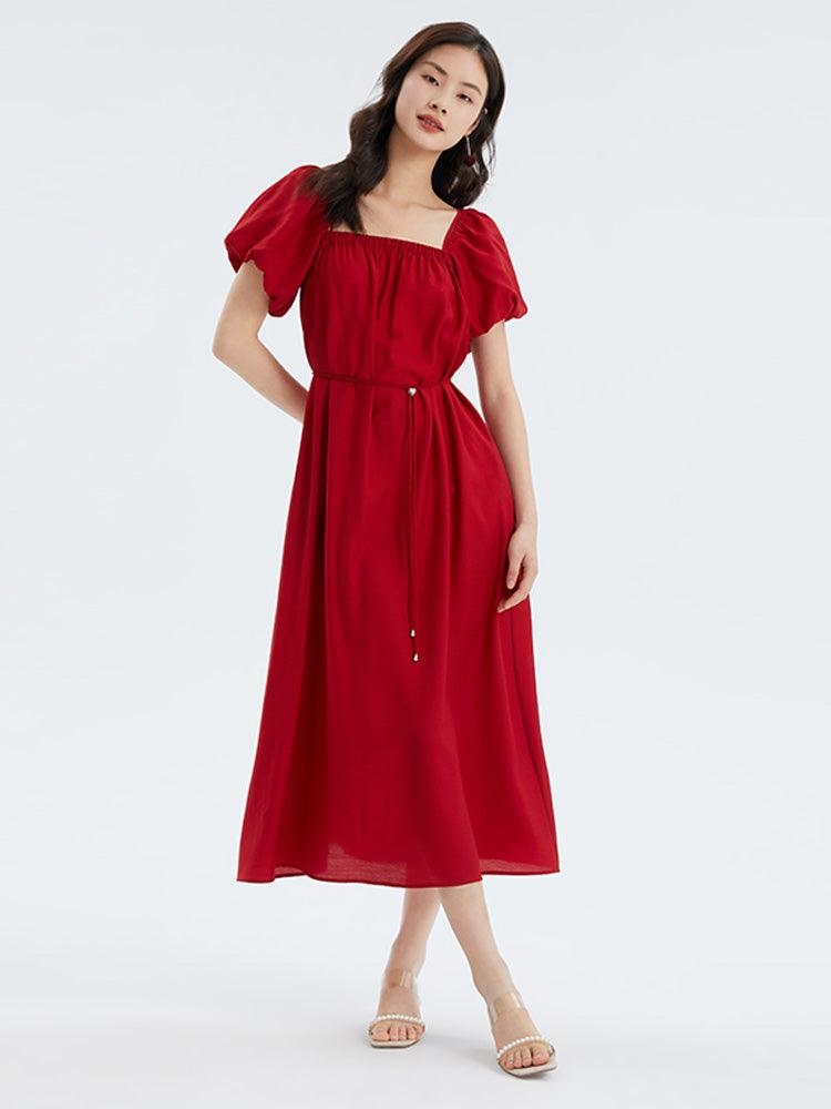 Acetate One-Shoulder Long Dress GOELIA