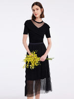 Woolen Knitted Set Top And Tulle Skirt GOELIA