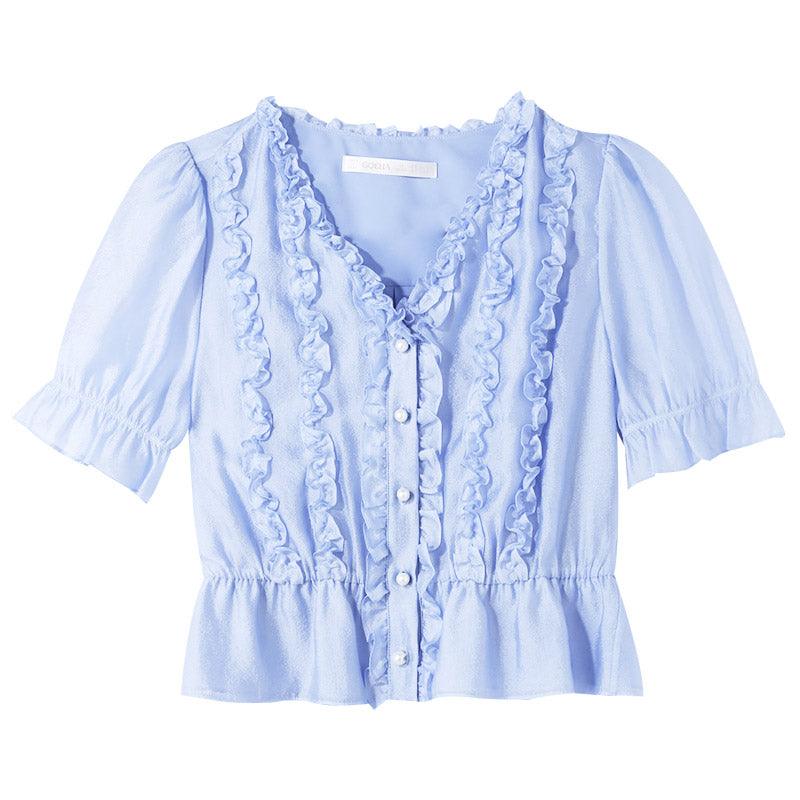 Retro Cute Ruffle Shirt GOELIA